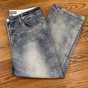 Wit & Wisdom Wide-legged Cropped Blue Jeans - Size 16